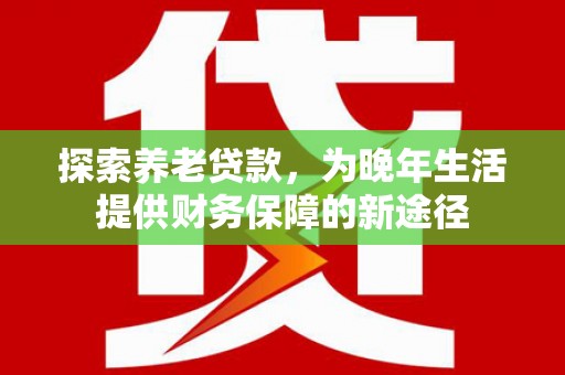 罗城探索养老贷款，为晚年生活提供财务保障的新途径